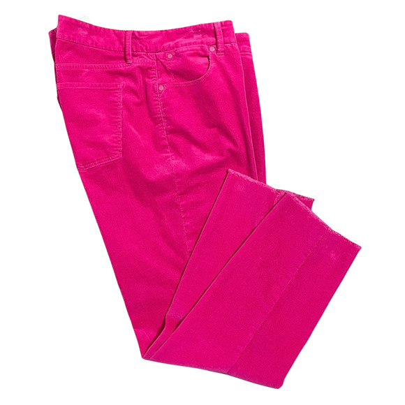 Talbots Sz 12 Slim Ankle Corduroy Pants Flawless 5 Pocket Frayed Hem Hot Pink - Picture 1 of 11